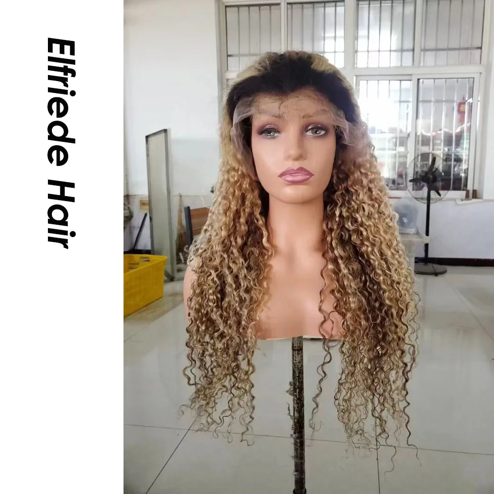 Парик Elfriede с темными корнями # P4/27 кудрявые вьющиеся волосы для женщин парики на