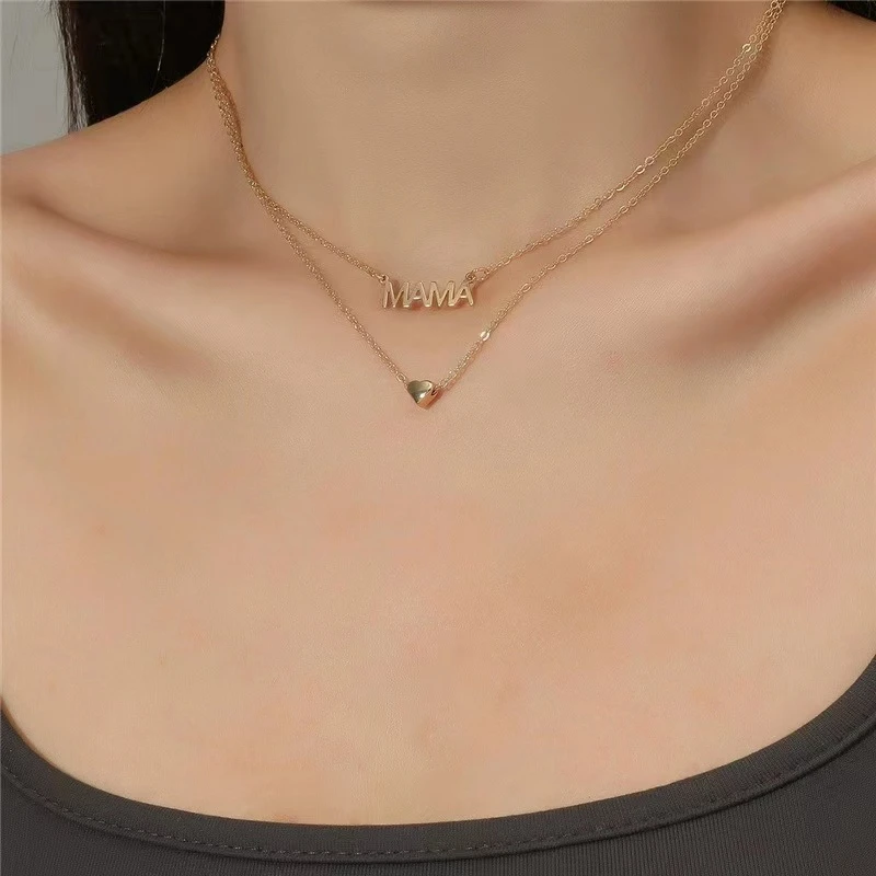 

2PCS Love Double Necklace Pendant Classic Jewelry Choker Anniversary Niche Design Feeling Fresh Clavicle Chain Women Party Gift