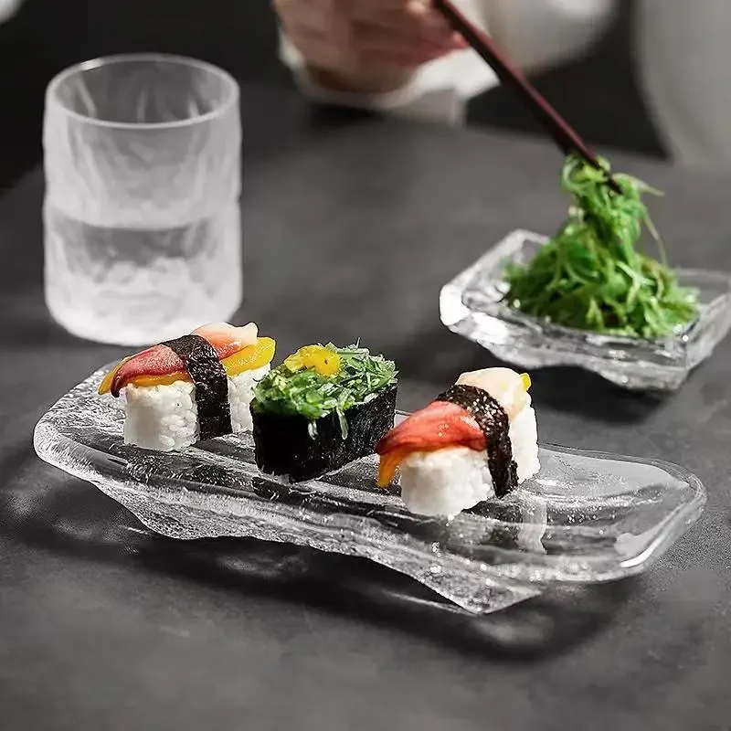 Японская Стеклянная Доска для сашими ледяные речные суши кухонные блюда