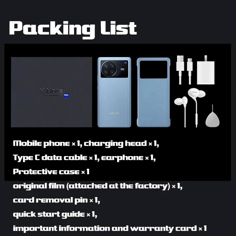 vivo x note 5g mobilephone 7 0 2ke5 amoled snapdragon 8 gen 1 3d fingerprint flagship 80w flash charger google play 5000mah free global shipping