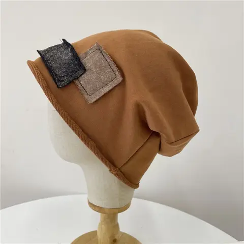 Винтажные комбинированные облегающие шапки, новые мягкие шапки унисекс с наклейками для взрослых, Повседневная модная весенне-Осенняя шапка