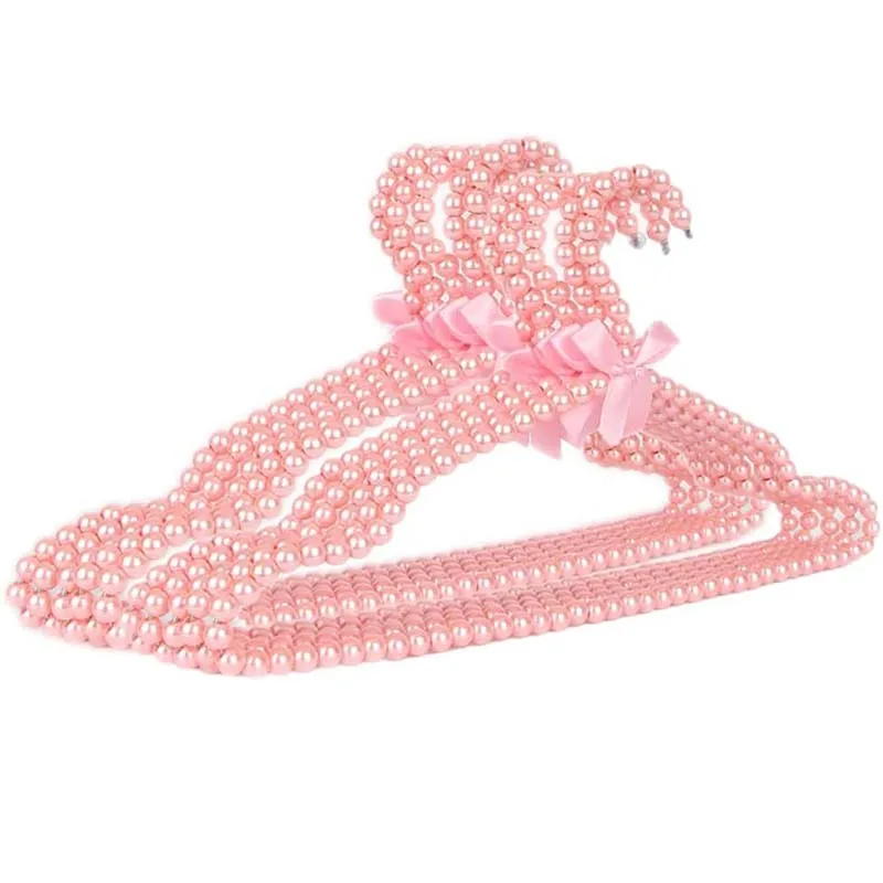 

1/2pcs Plastic 35CM 40CM Pearl Beaded Bow Clothes Dress Coat Hangers Wedding For Kid Adult Save-Space Storage Organizer Dry Rack