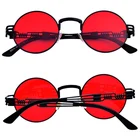 Солнцезащитные очки в стиле стимпанк UV400 для мужчин и женщин, готические цветные линзы в круглой металлической оправе, в стиле ретро