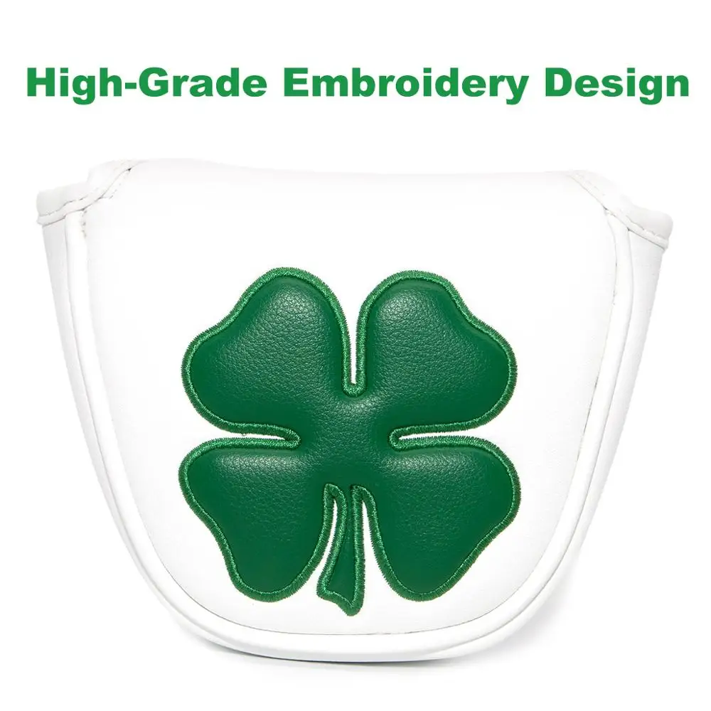 

Golf Putter Cover Head Covers for Putter PU Leather Mallet Four-leaf Clover Series Putter Headcover with Magnetic Golf Club