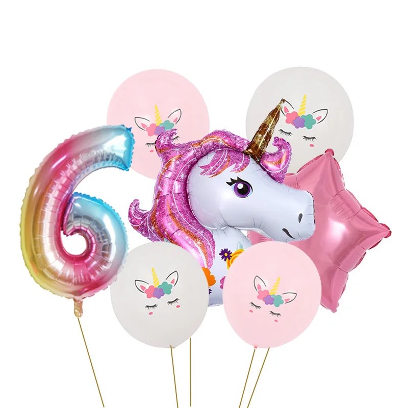 

Набор цветных градиентных цифровых воздушных шаров, комплект из алюминиевой пленки с радужными углами для празднования дня рождения