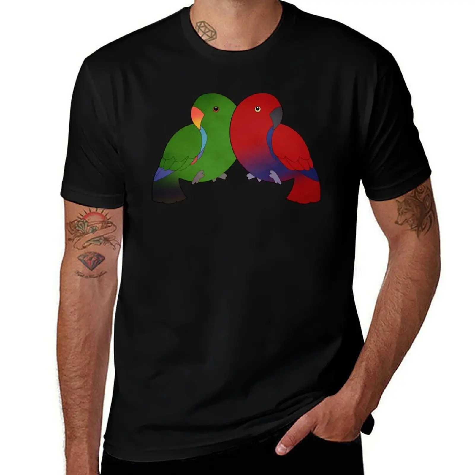 Фото Футболка Eclectus Parrots в городском стиле, повседневный топ с короткими рукавами №1