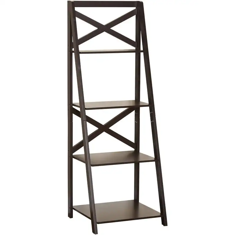

X 4 - Tier Shelf, Ladder Bookcase, Espresso Modern Shelves Shelving Bookcase Stable
