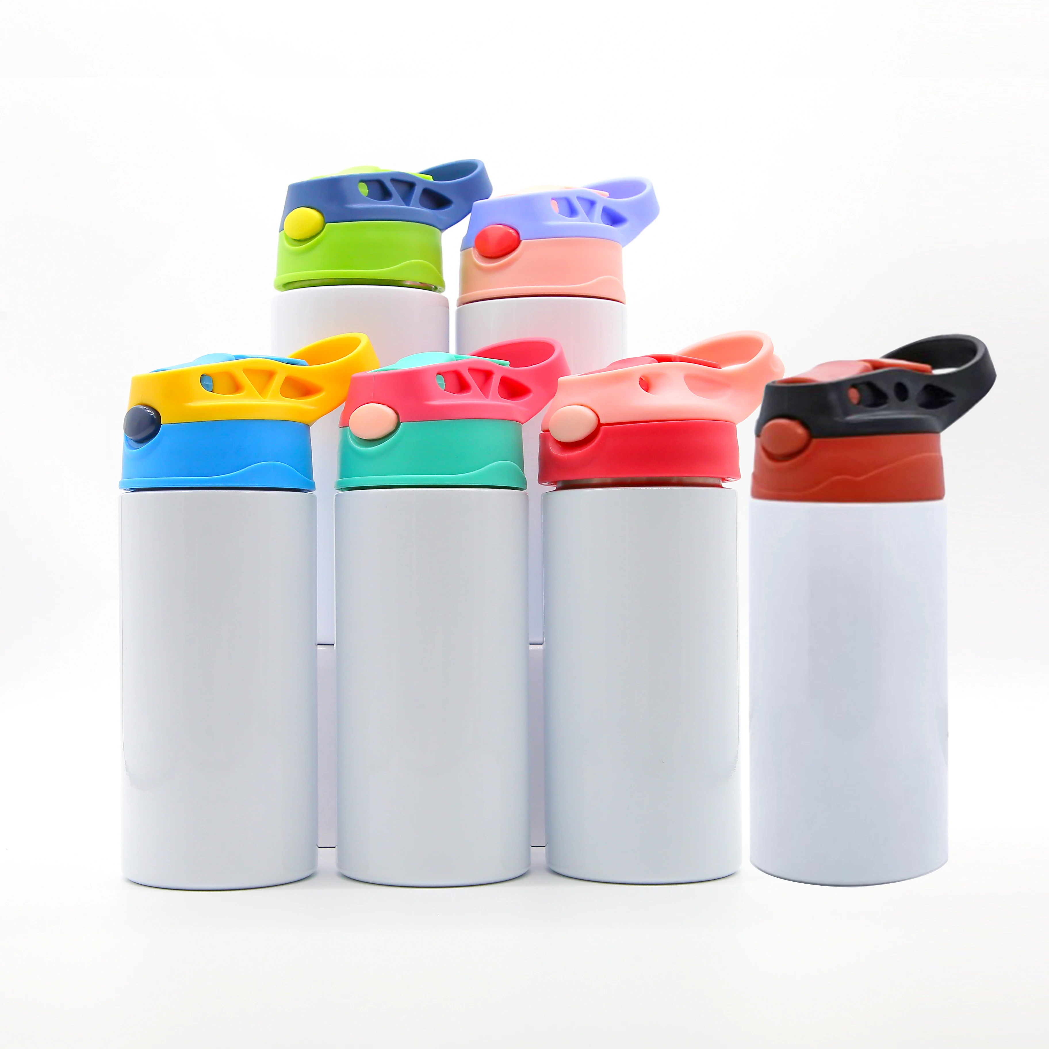 

12oz 350ml Sublimation blanks kids Cup Stainless Steel Flip Top straight Water Bottle Kids sublimation tumbler mugs coffee cups