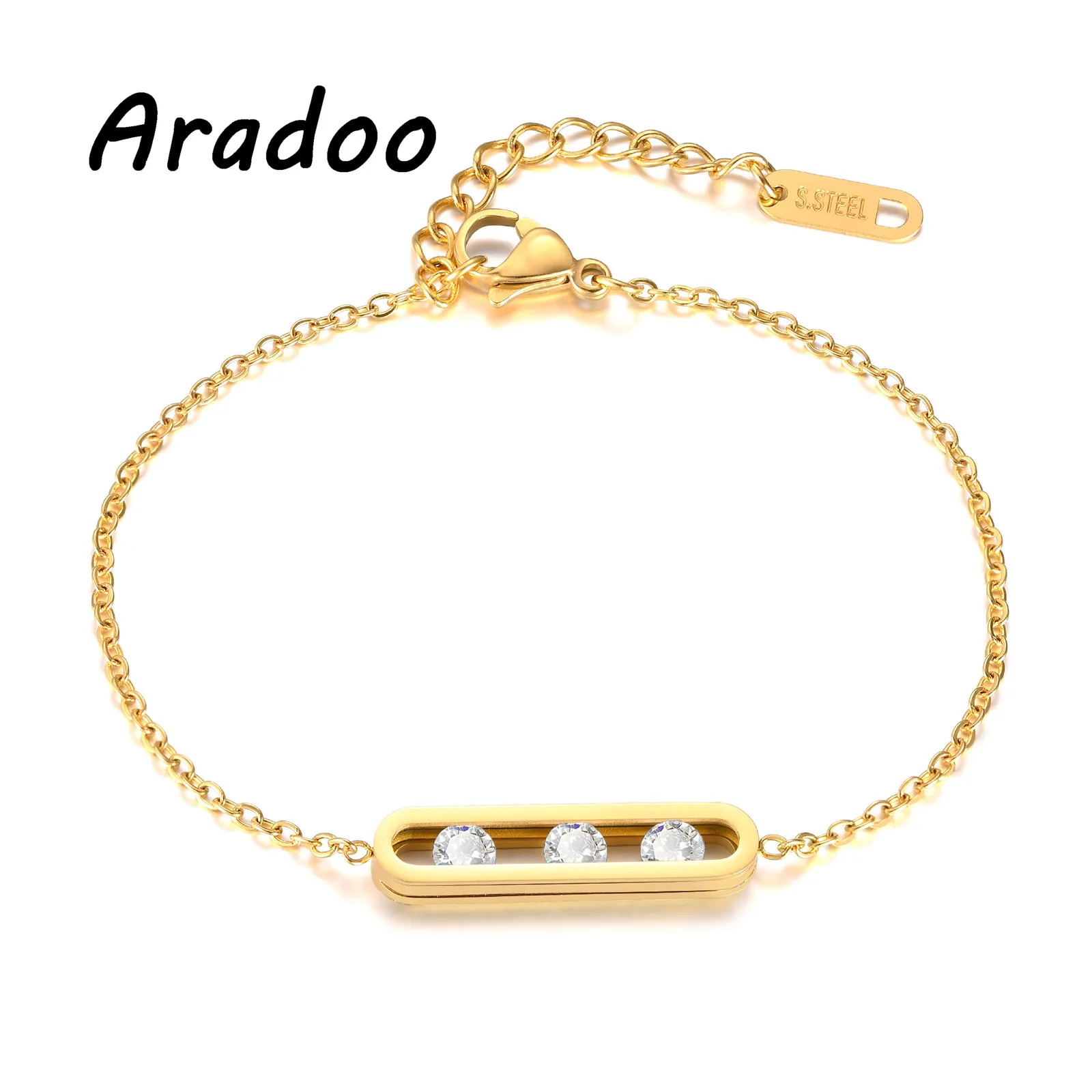 

ARADOO Light Luxury Simple Zircon Geometry Bracelet Titanium Steel 18K Gold Plated Bracelet for Women