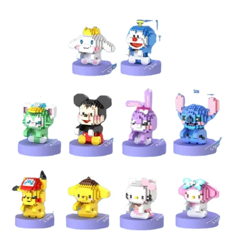 

Cartoon Magic Mini Blocks Small Bricks Pikachu Anime Building Toy Juguetes Auction Figure Bear Stitch Toy Kids Gift Girl Present