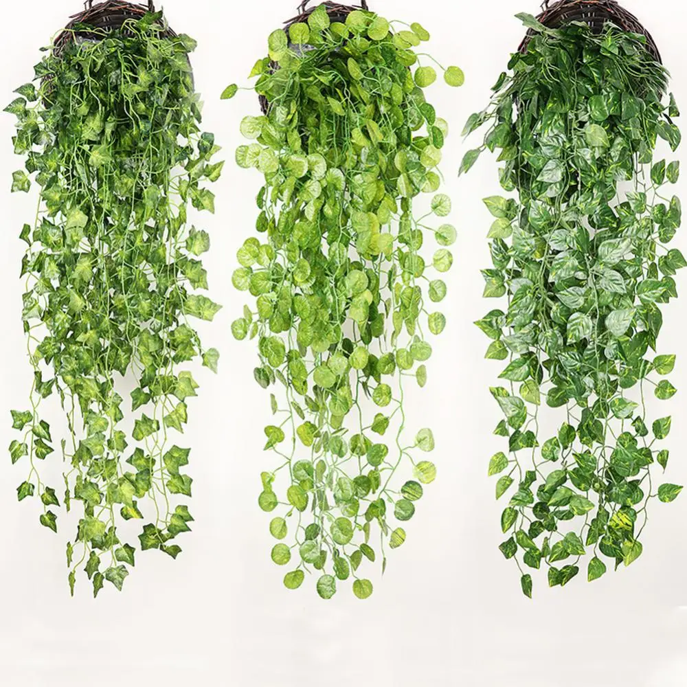 

210cm Artificial Ivy Green Leaf Vine Silk Wall Hanging Garland Home Garden DIY Decoration Wedding Party Fake Plant Flower Wreath