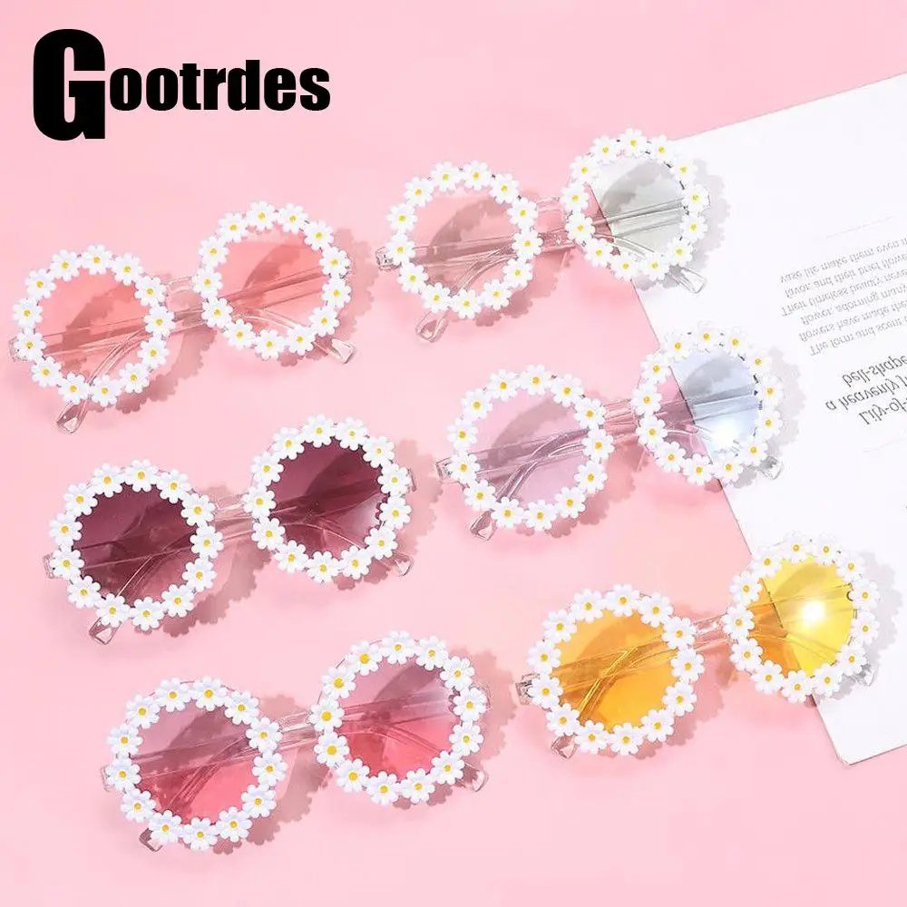 

Fashion Retro Daisy Sunglasses for Women Round Flower Sun Glasses Trendy Summer Pool Beach Party Shades UV400 Eyewear