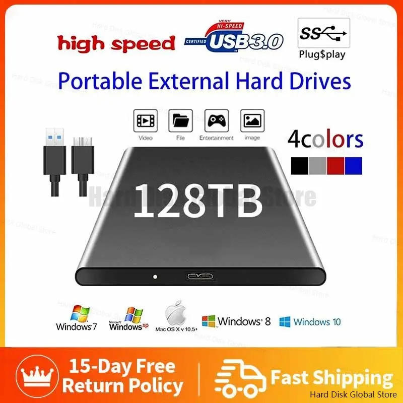 

portable High speed external hard disk mass storage USB3.0 interface 128TB 2TB 4TB 8TB 16TB memory metal material plug and play