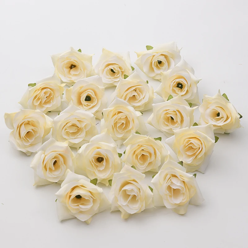 

50PCS/4-5CM White Rose bud Artificial Silk Flowers Head For Home Wedding Party Decoration Wreath Gift Scrapbooking Fake Flowers