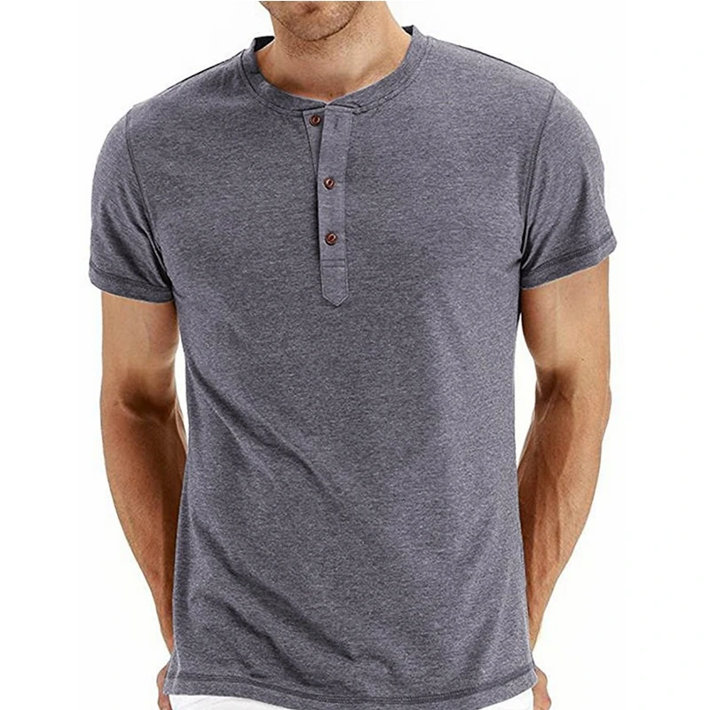 

Men's T-shirt Summer Fashion Slim Solid Color T-shirt Men's Casual Short Sleeve O-Neck Single Breasted Pullover T-shirt Tops