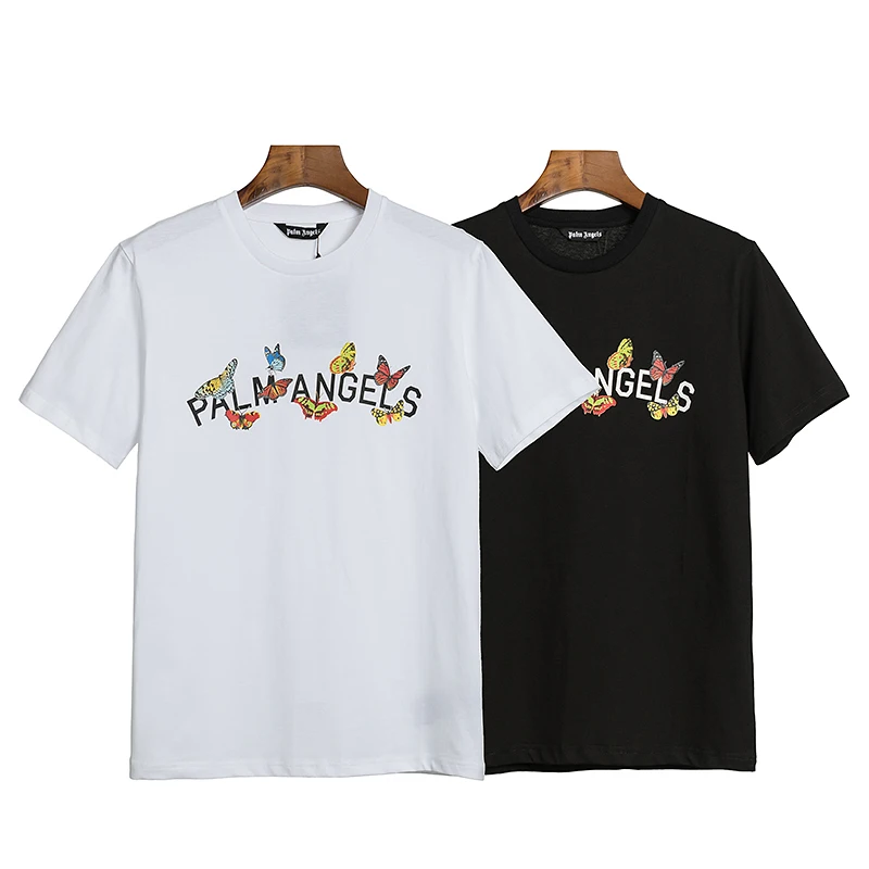 

Palm Angels 22SS Unisex Men and Women Butterfly Letter Print Trend Fashion Loose Couple Casual T-Shirt Boyfriend Girlfriend Gift