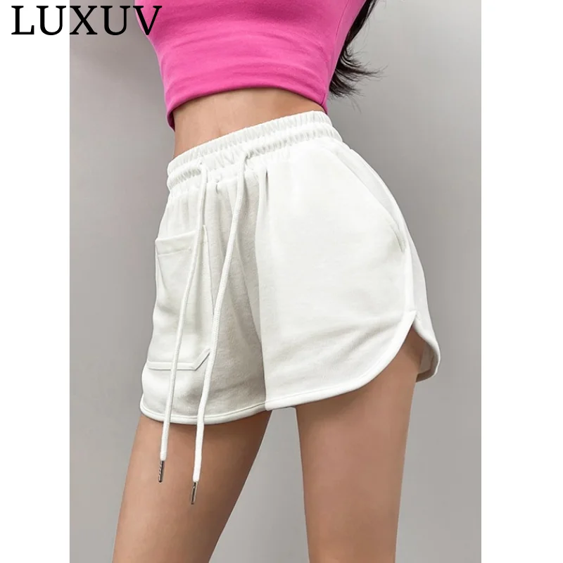 

Sexy Silm Fit Soild Casual Short Pant For Women Clothes Streetwear Patchwork Mid Waist Panties Sports Fashion Ropa De Mujer