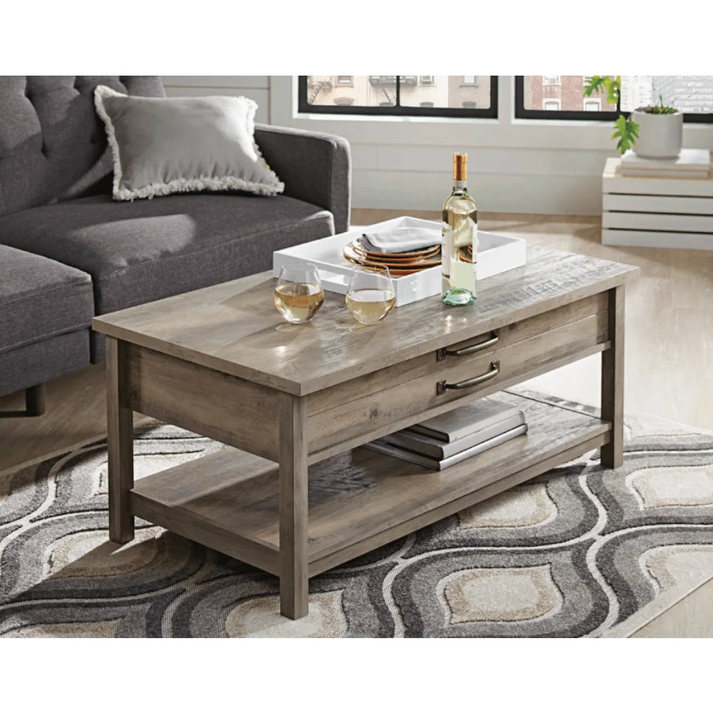 

Better Homes & Gardens Modern Farmhouse Rectangle Lift-Top Coffee Table, Rustic Gray Finish Living Room Furniture