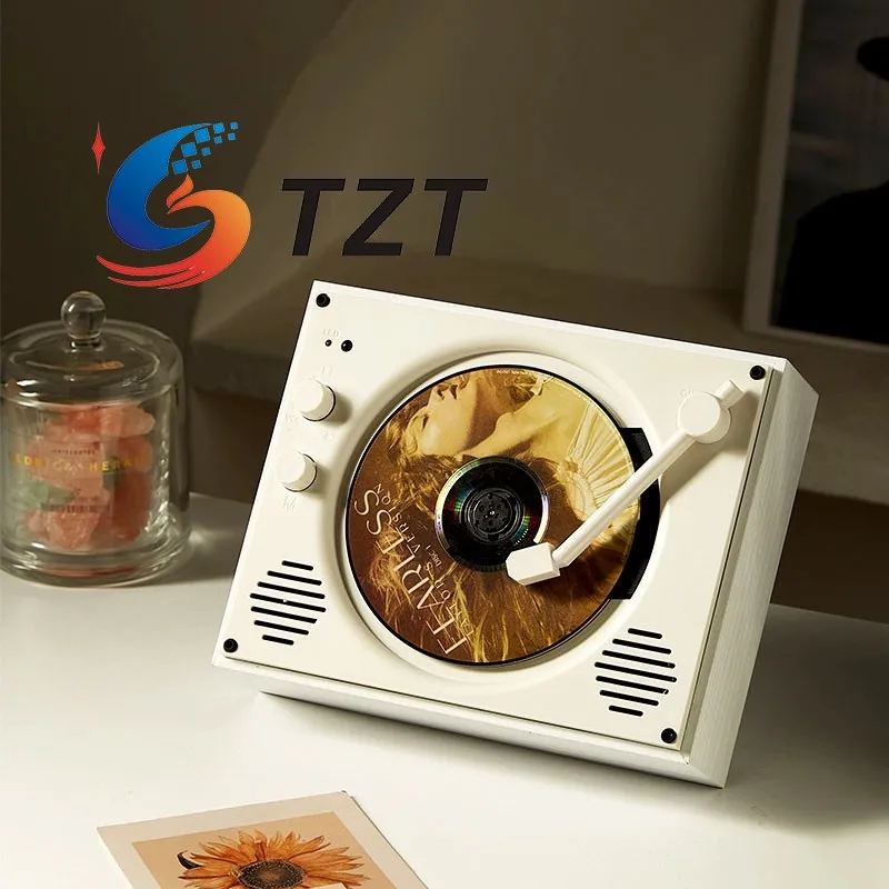 Portable Cd Player Bluetooth Speaker Birthday Gift White Wood Grain/purple/sapphire/green