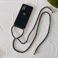 ultra thin lanyard liquid silicone phone case for samsung galaxy s22 s21 s20 fe plus note 20 a71 a51 luxury necklace rope cover
