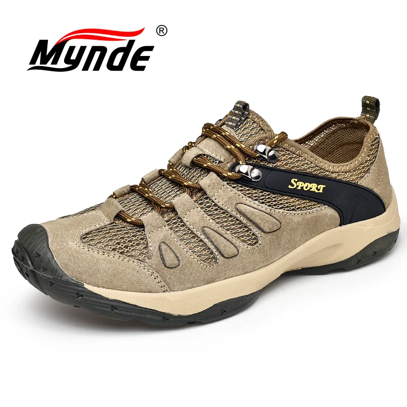 

Fashion Men Sneakers Breathable Outdoor Men's Casual Shoes Genuine Leather Wading Hiking Shoes Summer Trekking Shoes Size 38-47