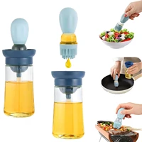 oil bottle with silicone brush kitchen accessories 2 in 1 dropper measuring oil dispenser bottle for kitchen baking bbq tool