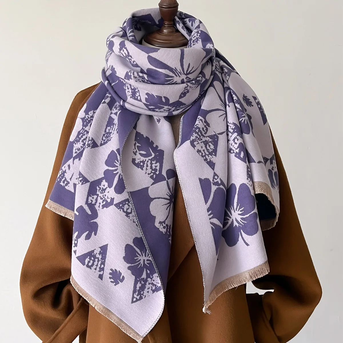 Новый кашемировый простой шарф из искусственной белой шерсти имитация кашемира