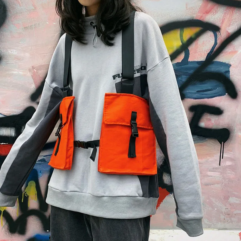 

Tactical Vest Streetwear Bag For Women Hip Hop Chest Rig Waist Bag Adjustable Multiple Pockets Unisex Waist Pack Chest Bag HW712