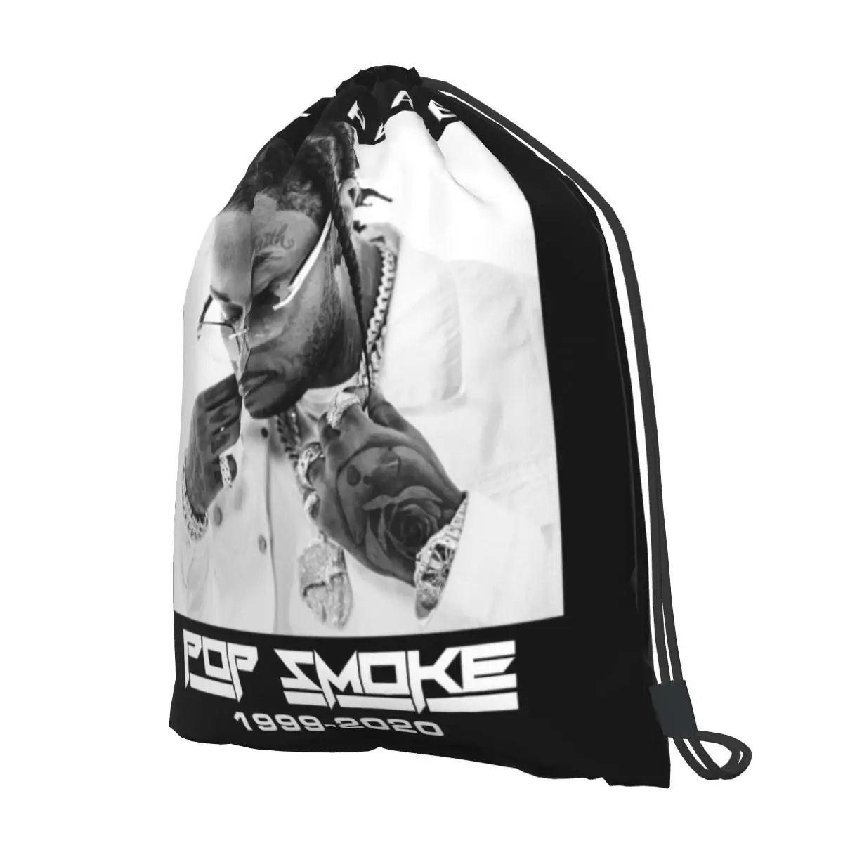 Рюкзак на шнурке Pop Smoke Rapper Новый Винтажный стиль экологически чистые сумки для