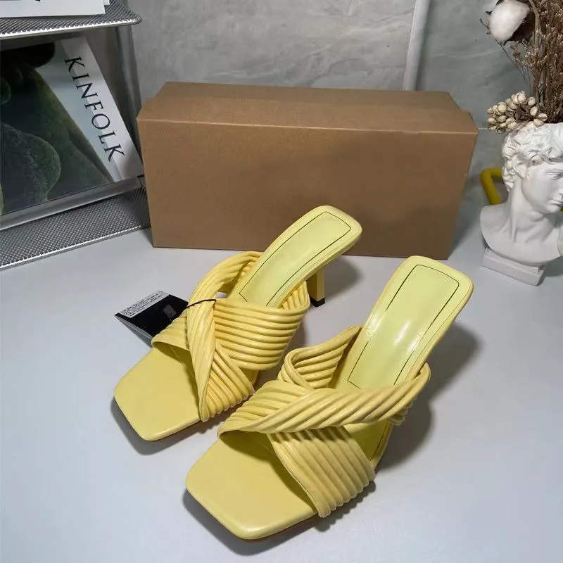 

2023 New Square Toe High Heel Womens Sandals Summer Fashion Prom Pumps Sexy Thin Heels Sandals Ladies Slippers Shoes