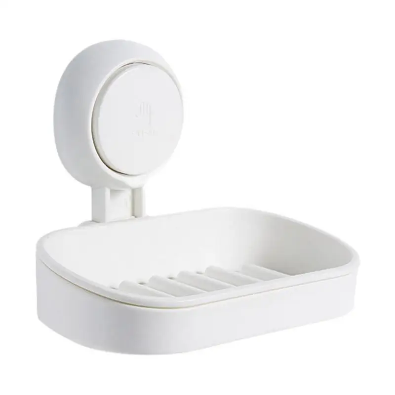 

Bathroom Suction Cup Soap Dishes Plastics Holders Wall-Mounted Creative Drainage Soap Storage Double Spin Soap Racks Removable