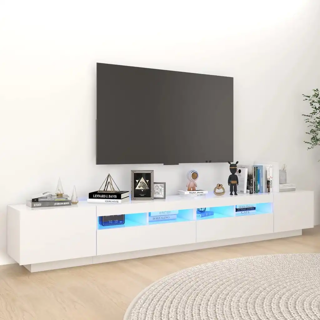 

TV Cabinet, TV Stands with LED Lights White 260x35x40 cm
