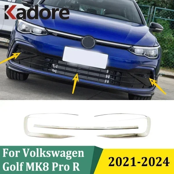 Фото Для Volkswagen Golf 8 MK8 Pro R 2021 2022 2023 2024, передняя решетка, полоски противотуманной фары, крышка лампы, накладка, аксессуары для стайлинга автомобилей №1