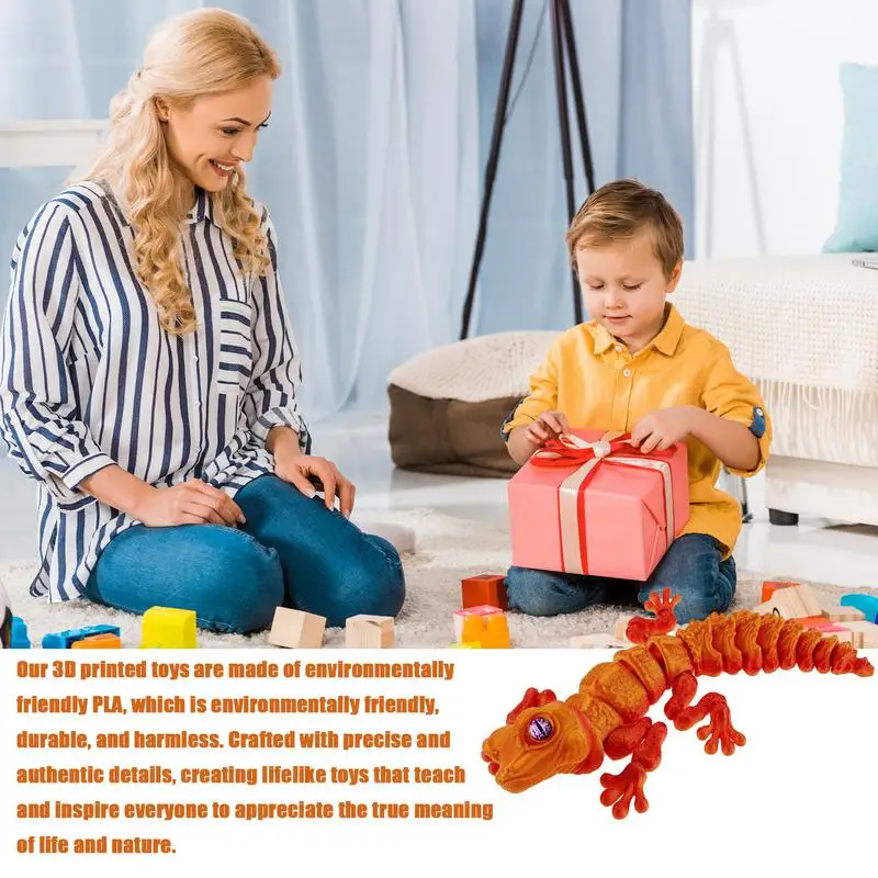 3D печатные игрушки в виде животных шарнирная скульптура ящерицы полный