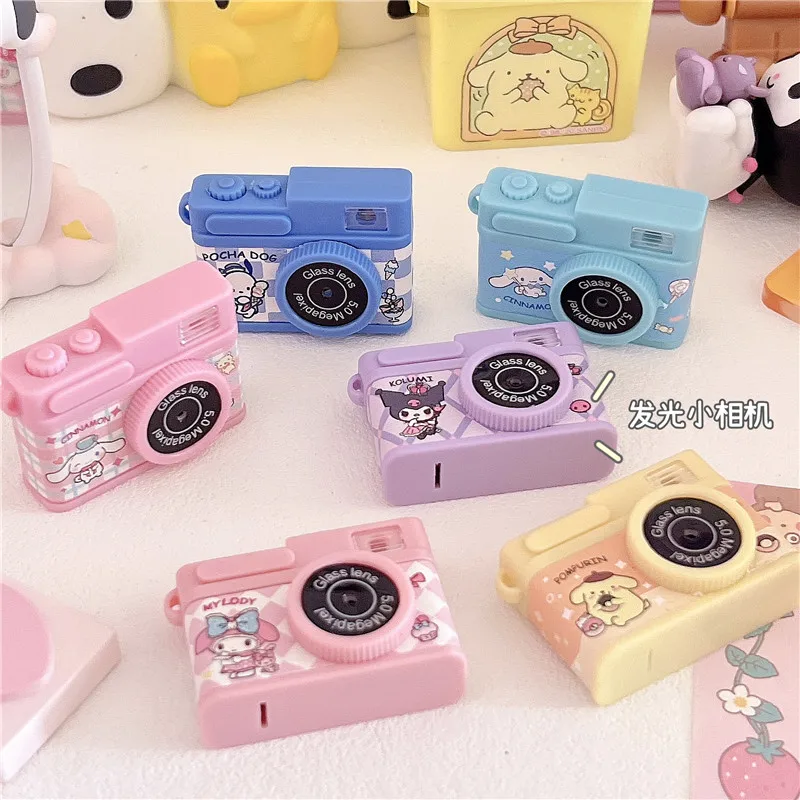 

Kuromi Glowing Small Camera Pendant Toy Ornament Decoration My Melody KT Cat Purin Dog Cute Mini Camera Toy Pendant Bag Pendant