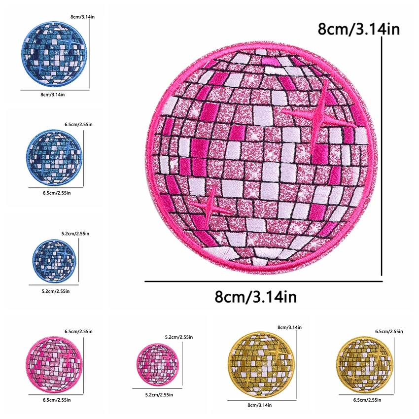 5 шт. Мультяшные вышитые нашивки в стиле диско клетчатые с сердечками и звездами