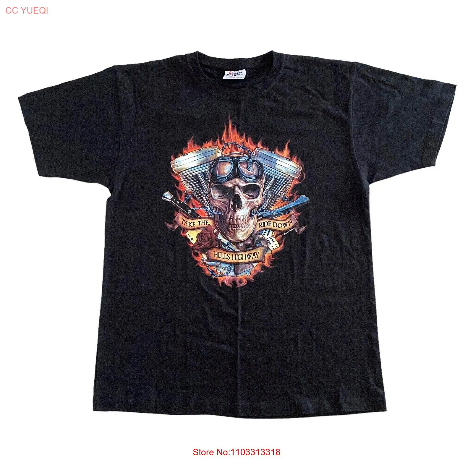 Мужская Байкерская футболка с черепом Hells Highway Vintage-средняя
