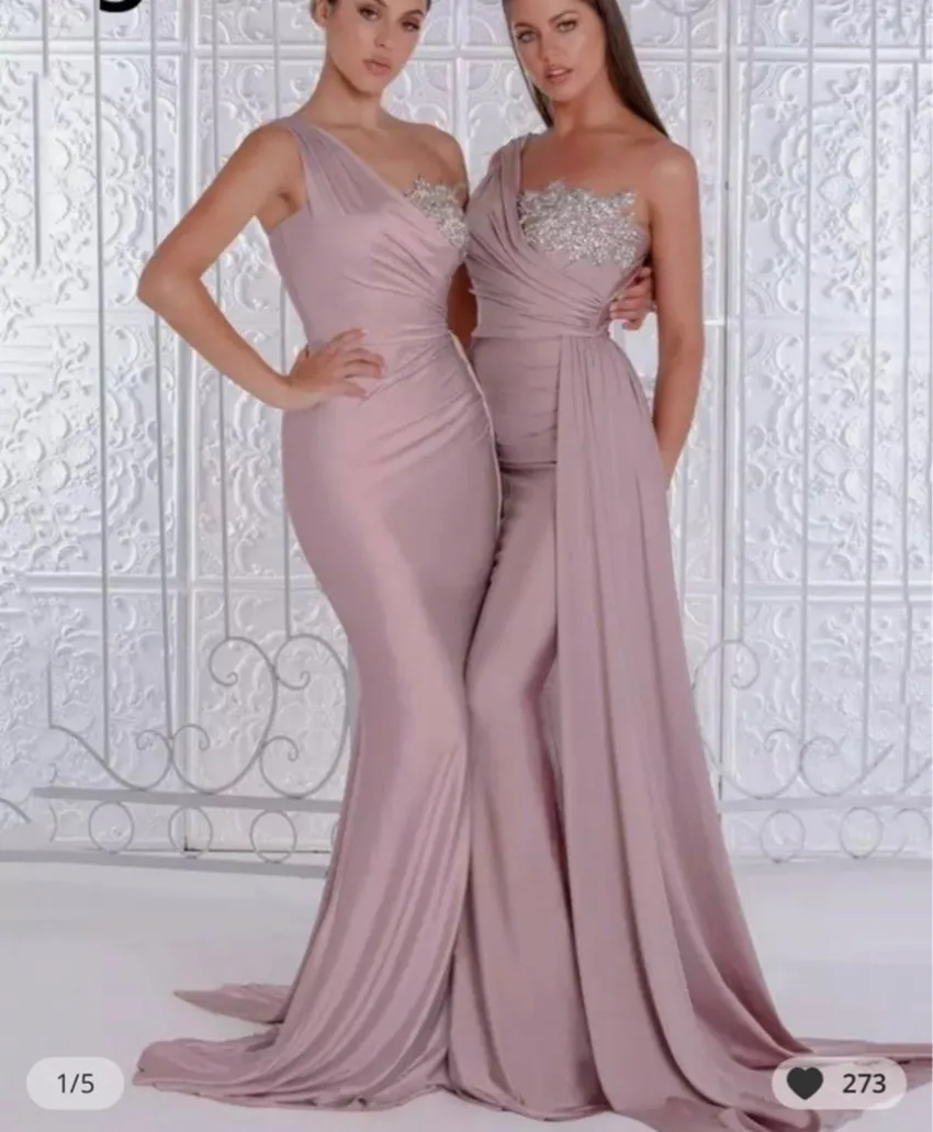 

One Shoulder Sleeveless Evening Gown Luxury Bridal Bridesmaid Dresses For Women Sexy Luxury Prom Party Elegant Gown Robe Gala