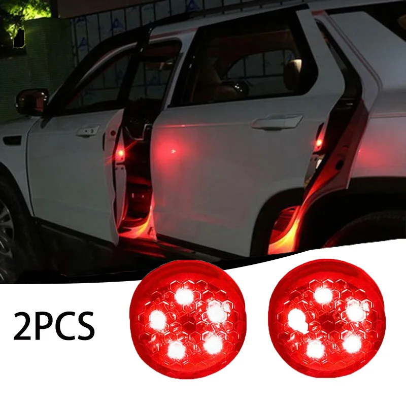

2pcs Car LED Opening Door Safety Anti-collision Lights Flash Light Red Strobe Bulbs Wireless Alarm Lamp Signal Light
