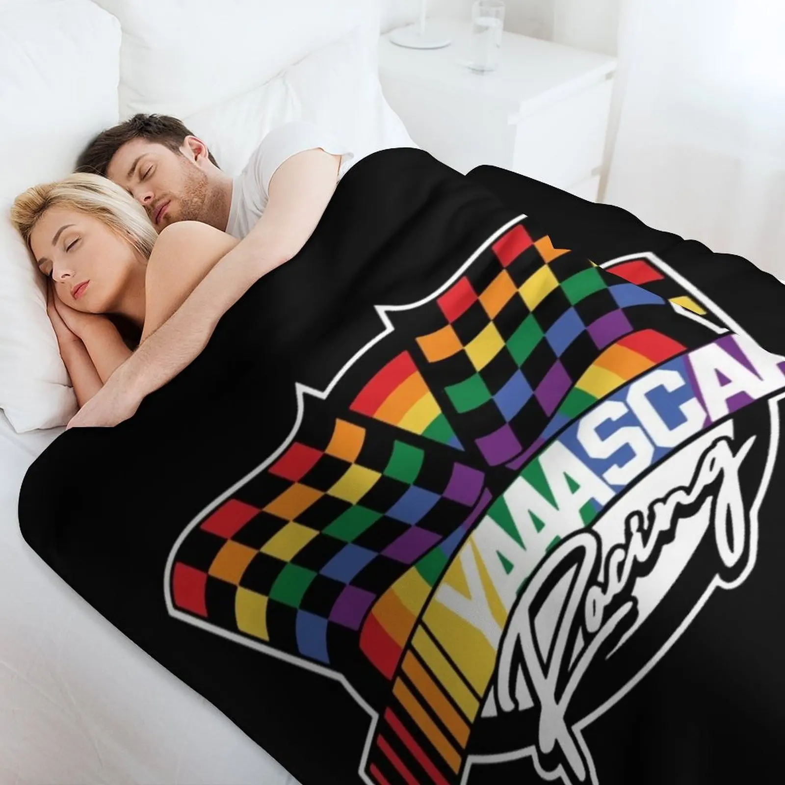 Фото Плед с клетчатым флагом NASCAR YAAASCAR, уютный домашний плед, подарок на Рождество и праздники №4