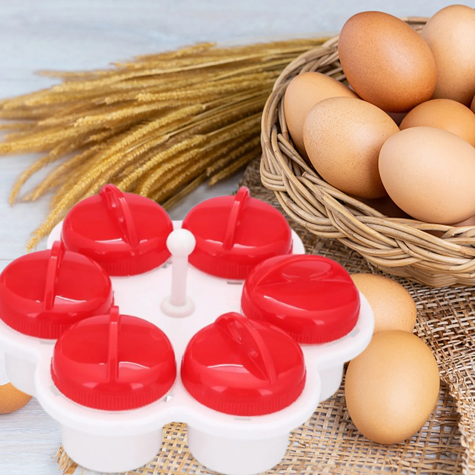 

6PCS Silicone Boiled Egg Cooker Steamer Egg Poachers Cookware Hard Boiled Eggs Without The Shell Egg Maker Egg Molds With Lids