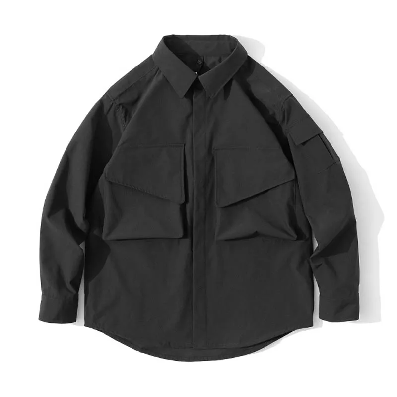 

Cityboy Lightweight Outdoor Big Pocket Casual Loose Shirt Oversize Men Streetwear Long Sleeve Cargo Shirt Male Blouse