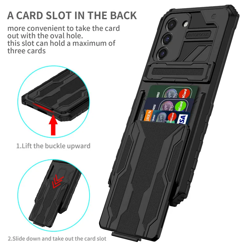 

Armor Case For Samsung Galaxy S21 S 21 Ultra Card Slot Bracket Stand Holder Cover For Samsung S21 Plus FE S21FE S21ultra S21+