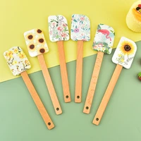 kitchen silicone cream spatula non stick cake chocolate butter scraper food mixer spoon with wooden handle pastry baking tools