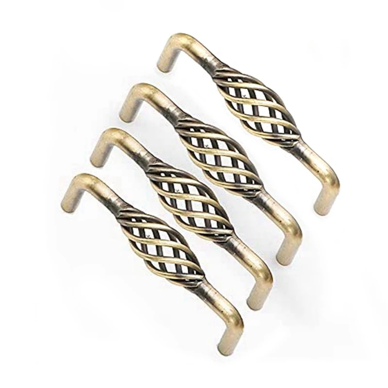 

Metal Furniture Vintage Drawer Handles Parts Kit (Hole Spacing 128 Mm) Birdcage Design With Screws Bronze Color 4 Types