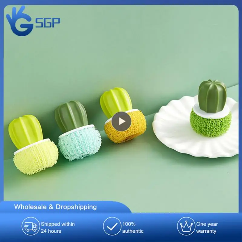 

Handheld Pans Brush Plastic Cleaning Wire Ball Kitchen Cutlery Cleaner Portable Dishwashing Brush Household Cleaning Tools