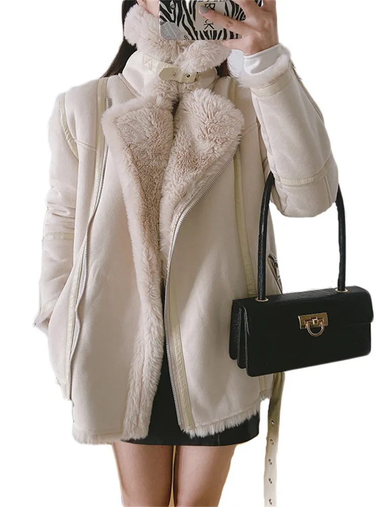 New Women's Coat With Fur Lamb Hair European And American Style Plus Velvet Faux Fur Double-sided Warm Coat Female N1545