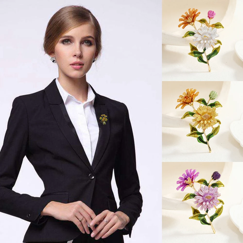 

Exquisite Creative Brand Design Color Flower Brooch Fashion Plant Orange Blossom Brooches For Bridesmaid Wedding Accessories