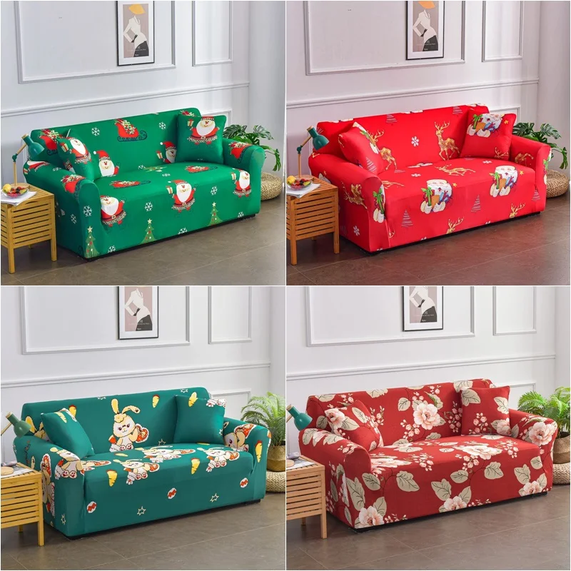 

Чехол на 1/2/3/4 места для рождественского дивана, эластичный чехол из спандекса для угловой кушетки гостиной, L-образный шезлонг, чехол на дива...