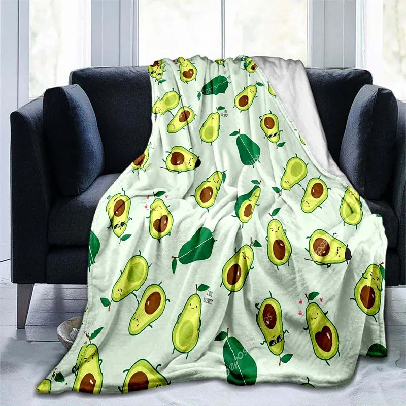 

Комфортное фланелевое одеяло из шерпы, милые плюшевые пледы с принтом фруктов и авокадо, пушистое мягкое одеяло для кровати, дивана, двухместного размера